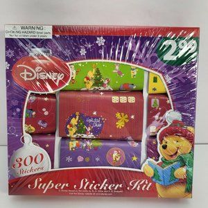 New Vintage Disney Christmas Holiday Winnie the Pooh Super Sticker Kit - 300 Sti